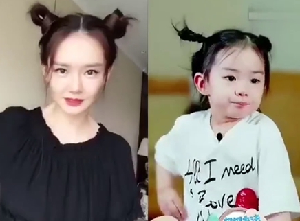 娱乐新鲜爆 戚薇晒和女儿同款哪吒头发型
