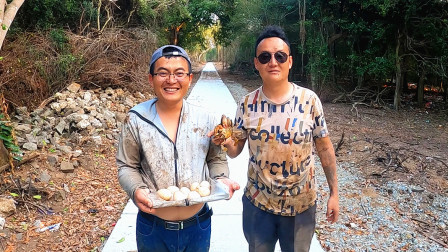 思乡渔夫赶海 我只是来抓螃蟹的，不料碰上窝海鸭蛋足足十几个，把渔夫乐坏了