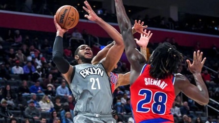 2021-2022赛季NBA集锦 NBA-杜兰特51+7+9 哈登缺阵 篮网送活塞12连败