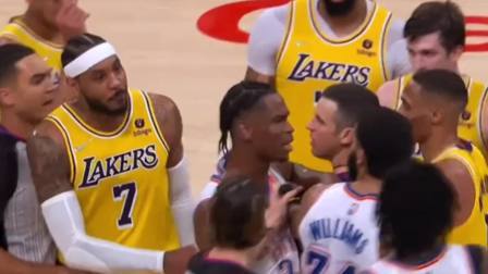 NBA热辣资讯 湖人和雷霆发生大规模冲突！安东尼和多尔特到底发生了什么？