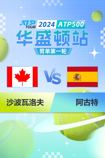 2024ATP500华盛顿站 男单第一轮 沙波瓦洛夫VS阿古特 海报