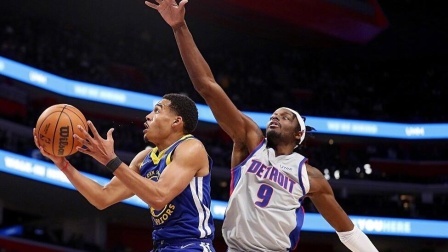 2021-2022赛季NBA集锦 NBA-普尔32+7 维金斯27+5 库里伤停 勇士险胜活塞
