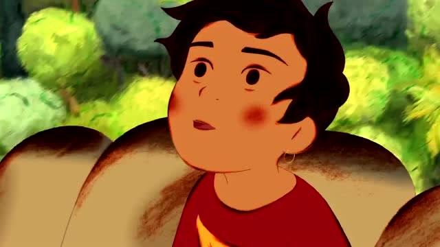 米芽米咕人:一个巨大的咪咕人,手托着米芽前进