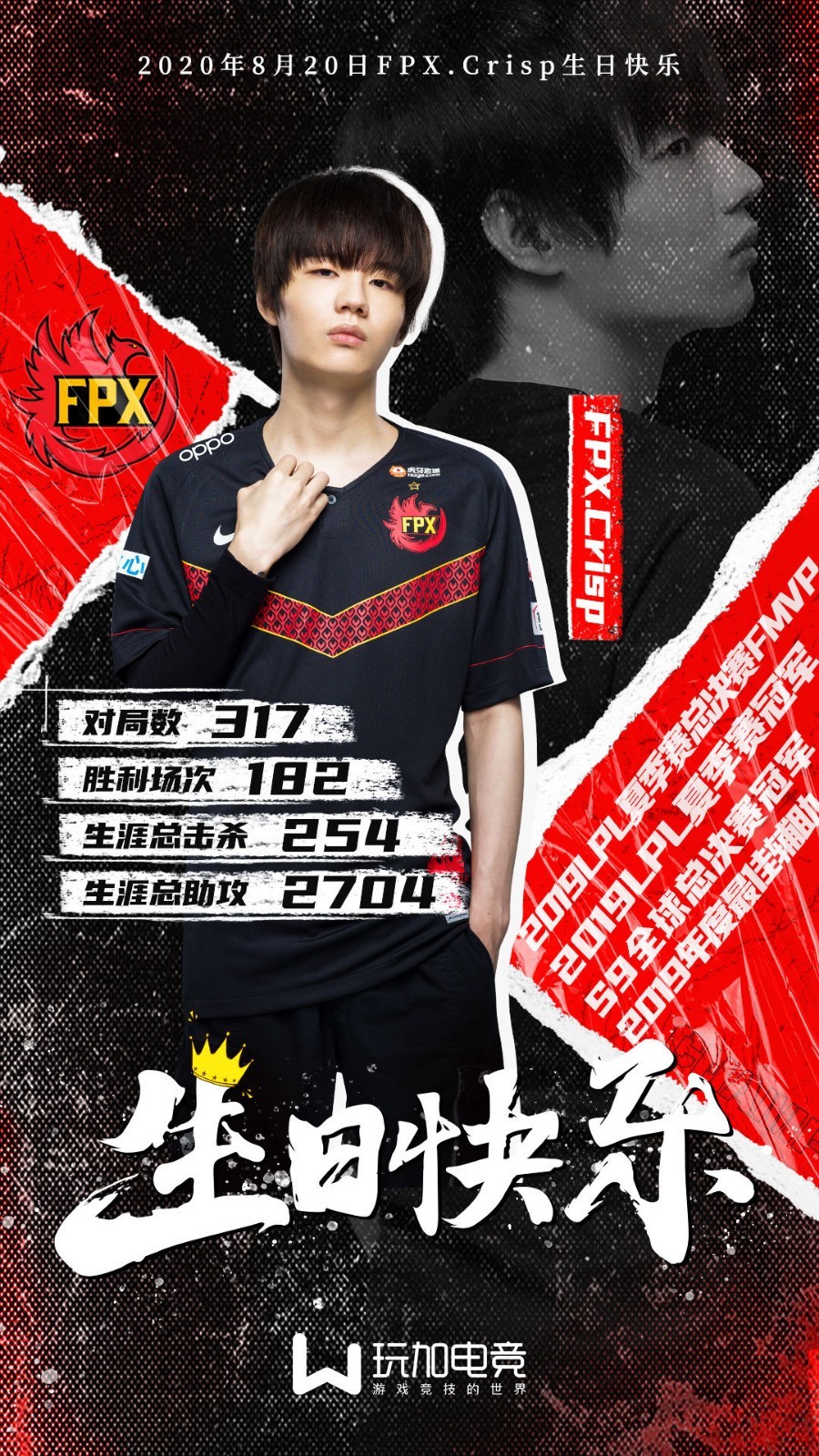 fpx战队辅助选手crisp迎来22岁生日 你心目中他的招牌英雄是?