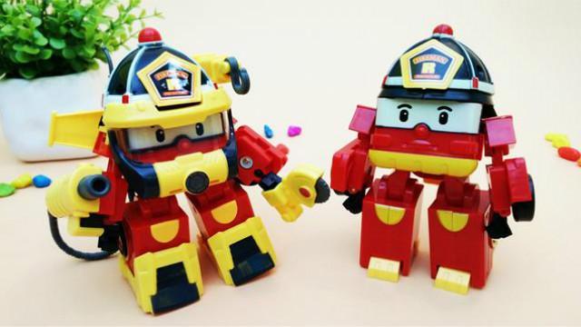 韩国新版变形警车珀利 消防员罗伊玩具