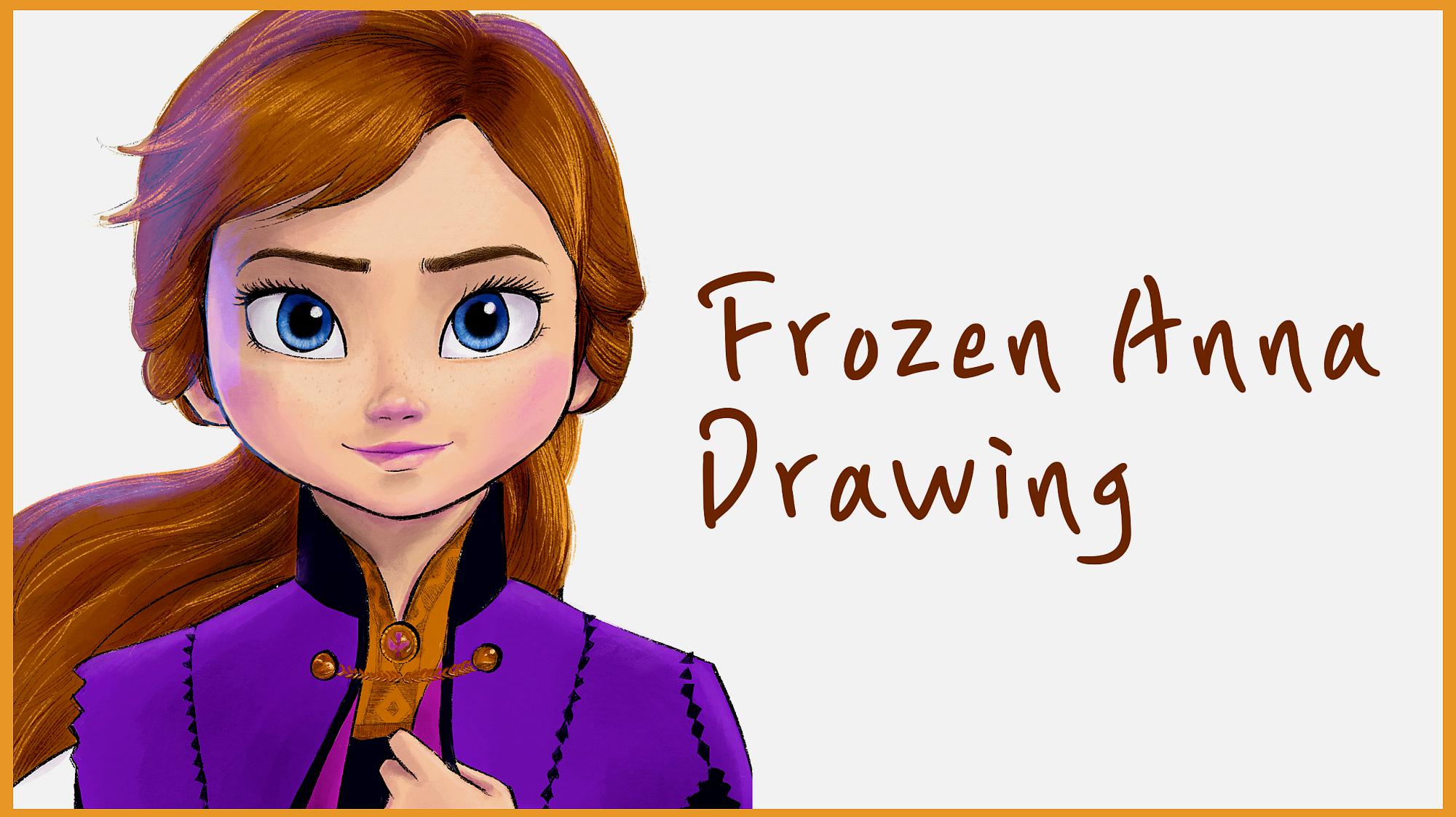 手绘迪士尼动画冰雪奇缘安娜 想念活泼的小公主