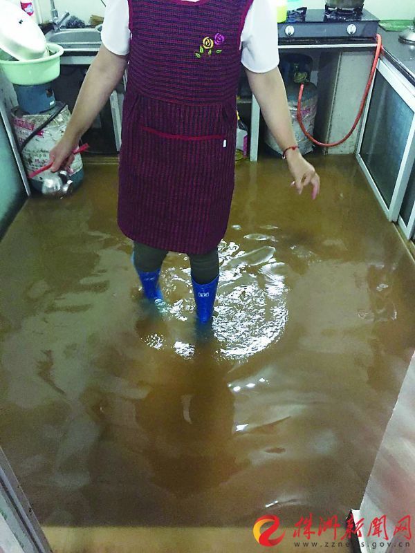 雨水冲垮院内围墙 她家厨房积水有近20厘米深/图