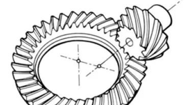 在交錯軸間傳動的圓錐形 齒輪.